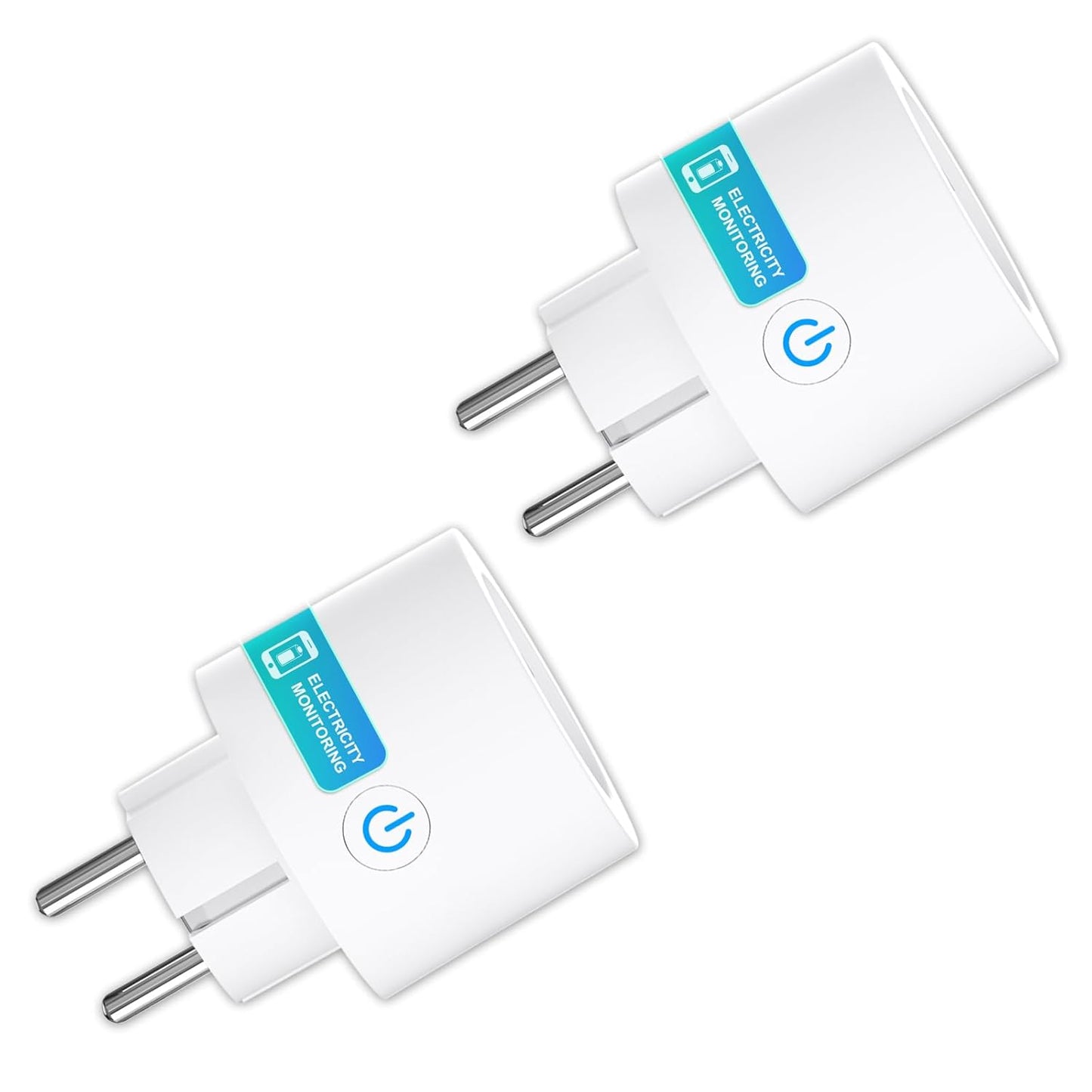 Antelink Presa Intelligente Alexa, Presa WiFi Type F con Monitoraggio Energetico, Smart Plug 16A, Controllo Vocale, Compatibile con Alexa e Google Home, Controllo Remoto Tramite APP, 2Pz