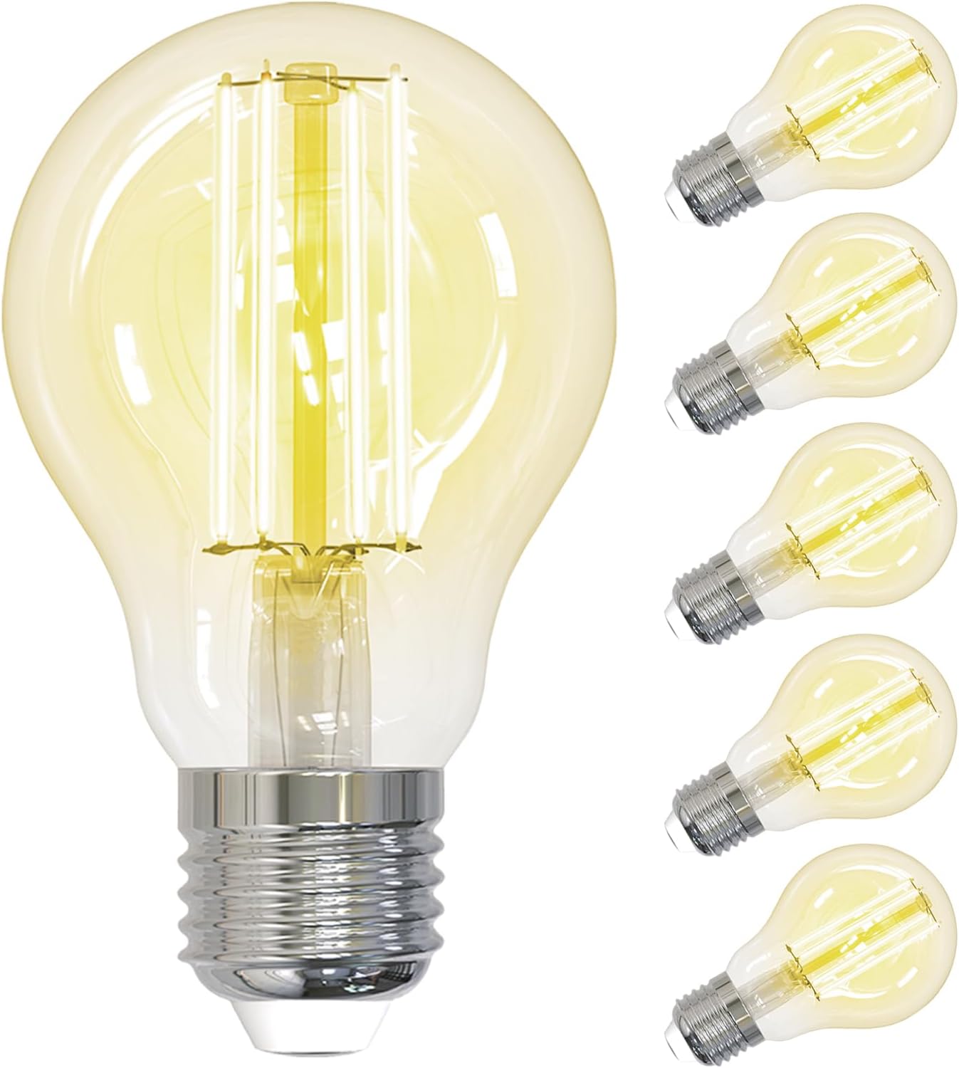 ANTELINK Lampadine Filamento LED E27, 7W (equivalenti a 60W), 806LM, 4000K Bianco Neutro, Non Dimmerabile, Pacco da 6 Pezzi