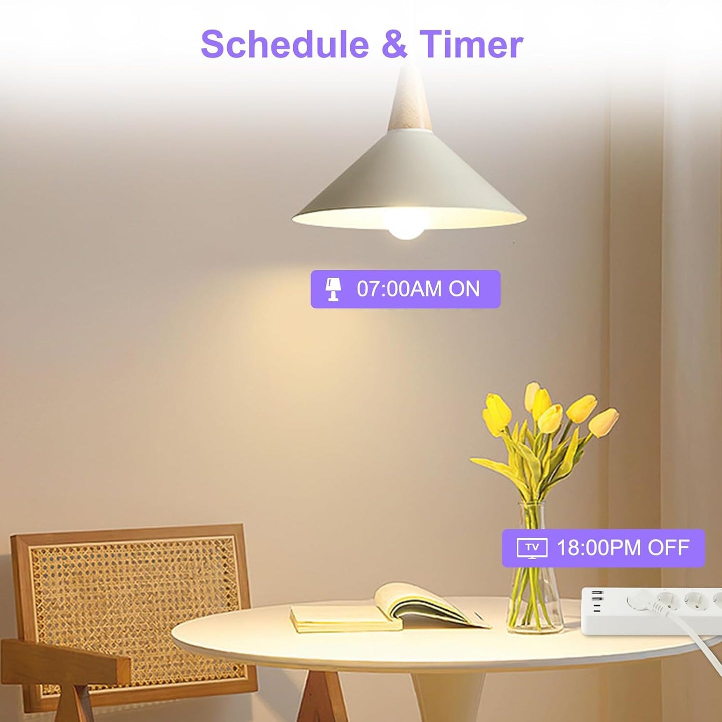 Antelink Ciabatta Smart Alexa Multipresa WiFi Intelligente con 4 Prese AC + 4 Porte USB, Protezione da Sovraccarico, Monitoraggio energetico,Telecomando APP,Programma e Timer