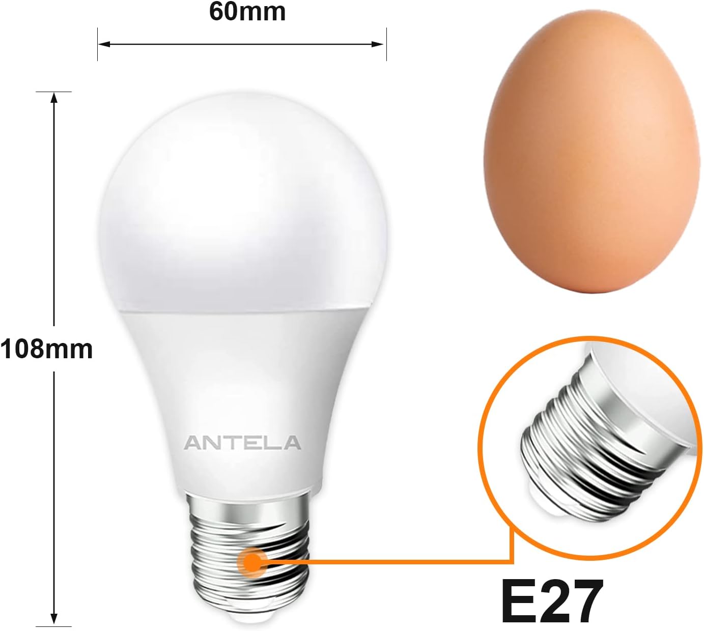 ANTELINK Lampadina LED E27, 8,5W Equivalenti a 60W, 806 Lumen Luce Branco Neutro 4000K, LED Lampadina Super Luminosa, Risparmio Energetico, Nessuno Sfarfallio, Pacco da 6