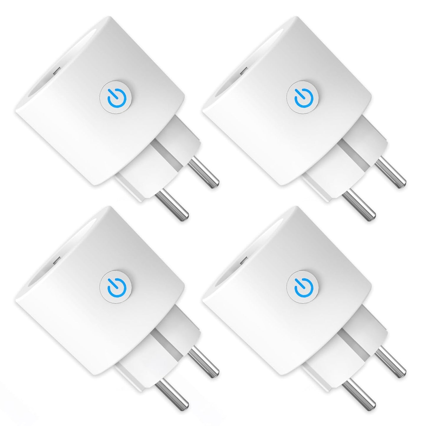 Presa Intelligente Wifi 16A Smart Plug (Type F), Monitoraggio energetico, Protezione Sovraccarico, Timer e Regolazione del Programma, Compatibile con Alexa & Google Home, 4 Pezzi