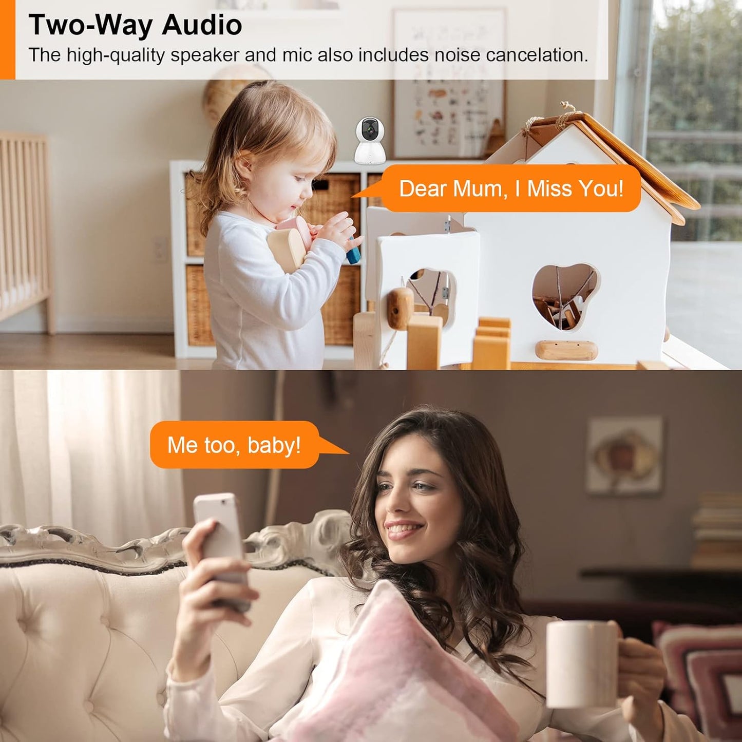 Antelink Telecamera IP Wi-Fi da interno orientabile 355°/90°, per sorveglianza PTZ , WiFi 2,4GHz&5GHz,audio a 2 vie,visione notturna IR,rilevamento del movimento,compatibile con Alexa