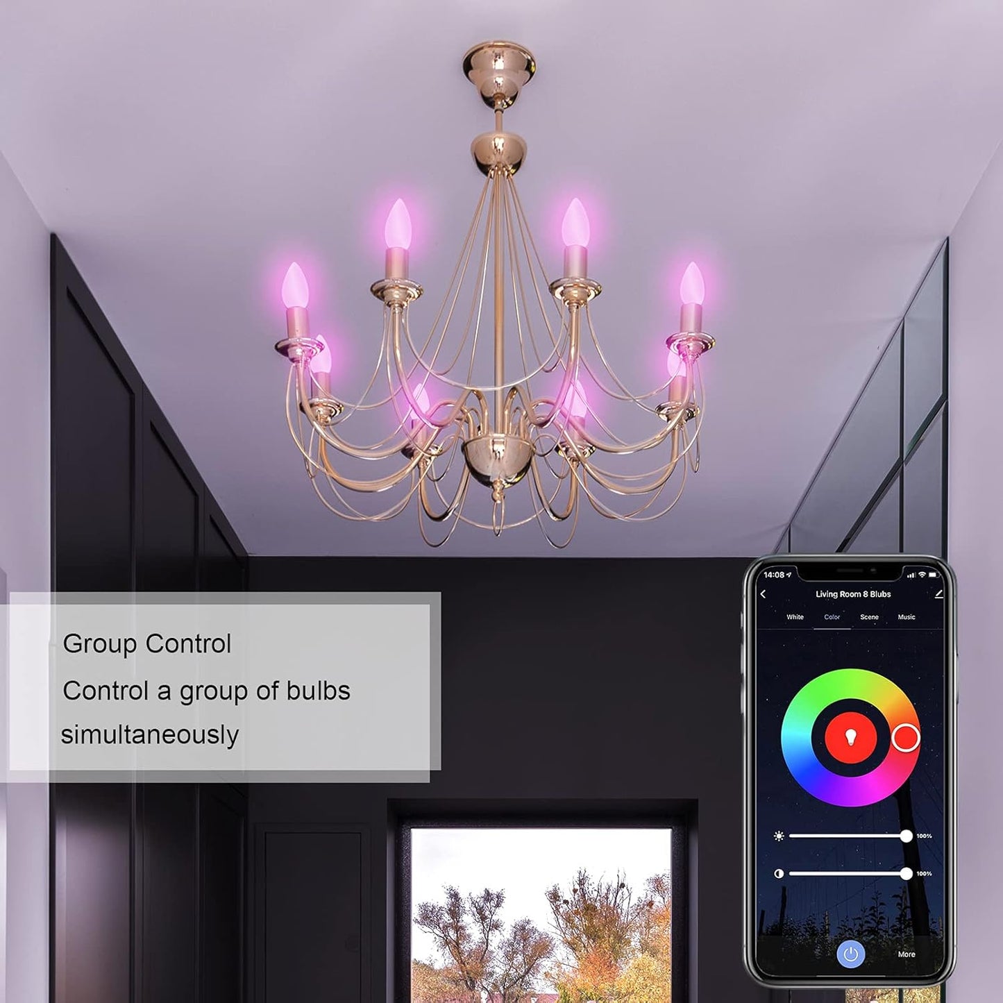 ANTELA Lampadina Alexa E14 Wifi, Dimmerabile Lampadina Smart 4,5W 385Lm 40W equivalente, RGBW bianco freddo caldo, compatibile con Alexa/Google Home, 2 pezzi