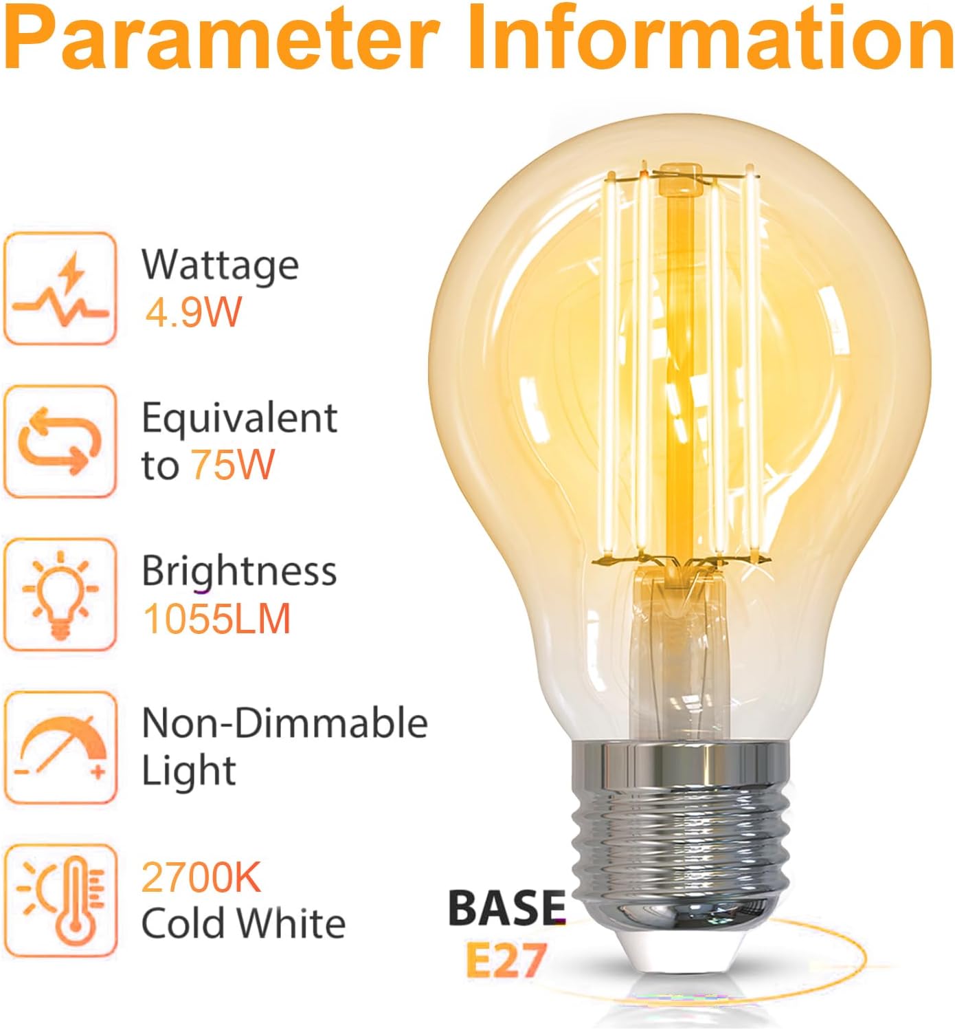 ANTELA Lampadina LED Classe A, E27 5W 1055LM 2700K Luce Bianca Calda Sostituisce 75W, Lampada a Risparmio Energetico Classe A, Non Dimmerabile, 2Pz