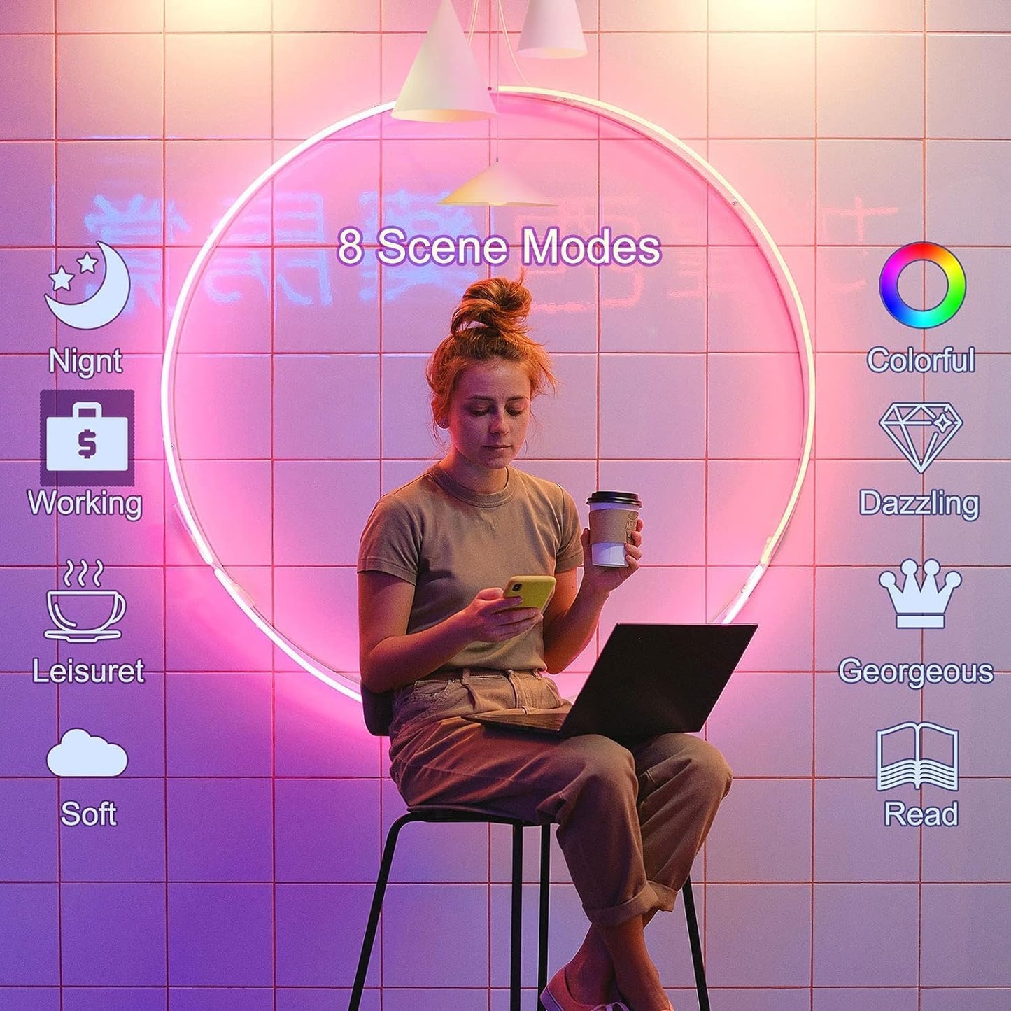 Antelink Lampadina Alexa E14 Wifi, Dimmerabile Lampadina Smart, RGBW bianco freddo caldo, compatibile con Alexa/Google Home, 8 pezzi