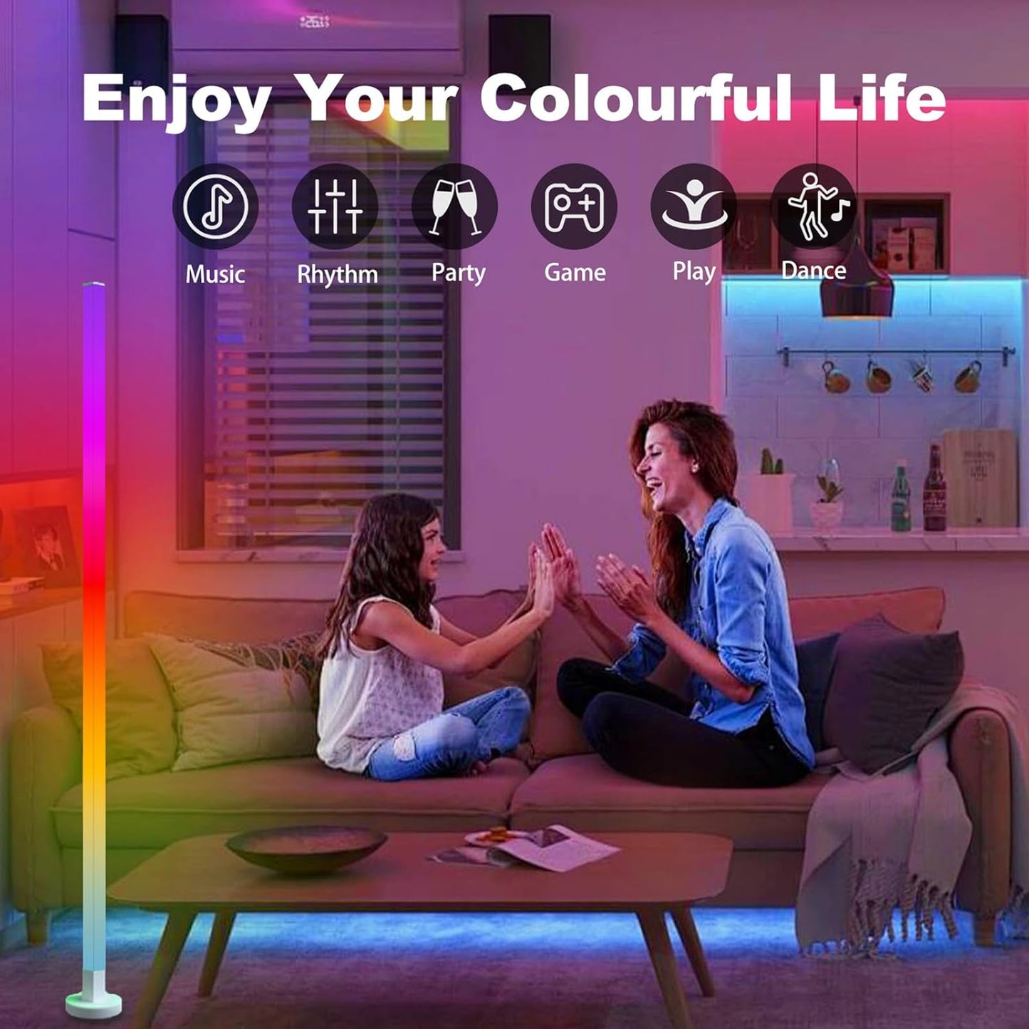 ANTELA Lampade da Terra LED 9W, Piantana Lampada Terra Fai da te RGB Multi-coulor, Dimmerabile con Telecomando, Timer, per Soggiorno Camera da Letto, Sala Giochi, Cinema di Casa