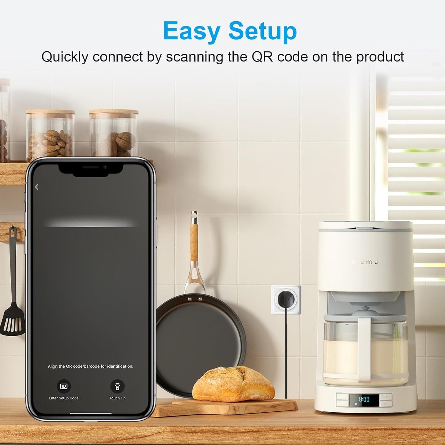 ANTELA Presa Intelligente Wifi Matter 16 A, Misurazione del Consumo Energetico, Compatibile con Alexa/Google Home/Smarthings, Telecomando App, 2,4 GHz, 1 PC