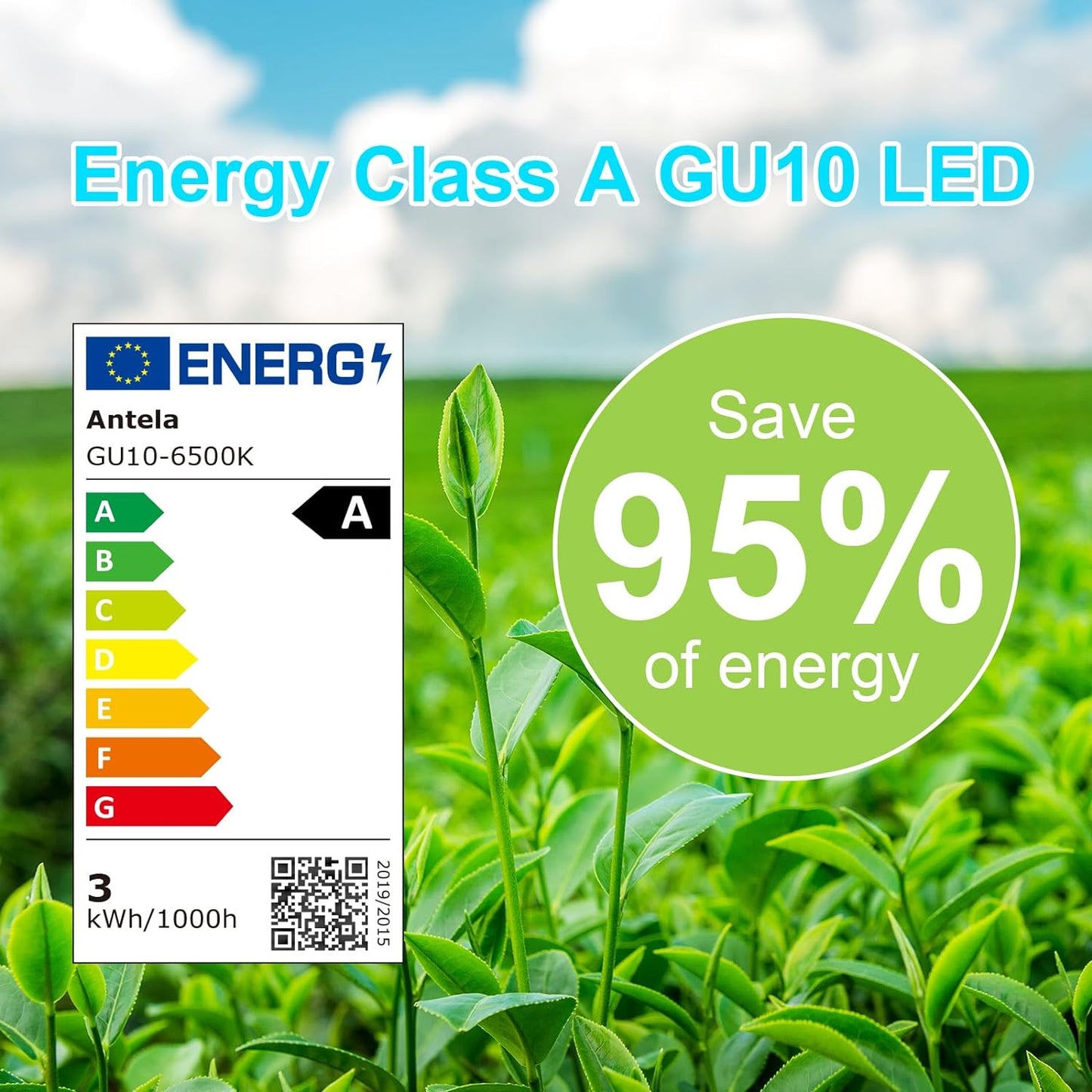 Anetlink GU10 LED Lampada 6500K Bianco Freddo, 2.5W 450LM, Uguale a 60W Lampade Alogene, Livello di Efficienza Energetica A, non Dimmerabile, 5 Pezzi