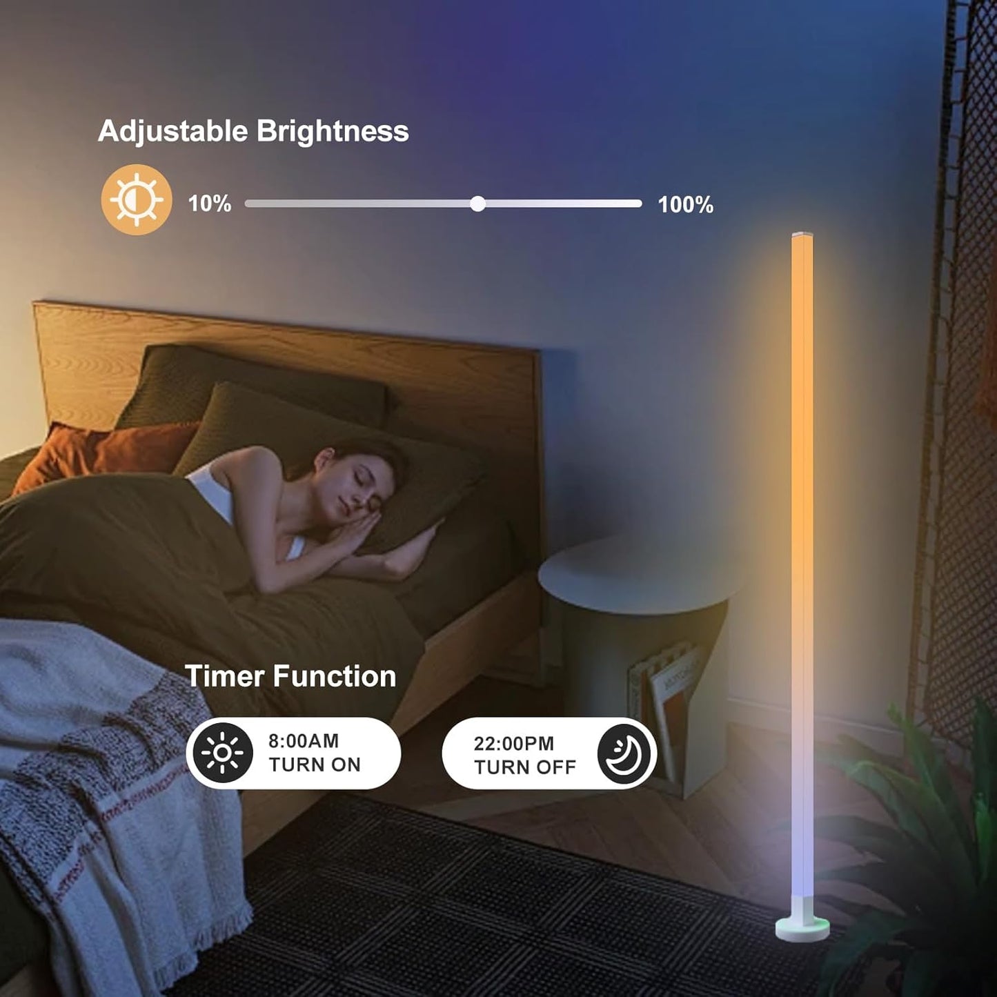 ANTELA Lampade da Terra LED 9W, Piantana Lampada Terra Fai da te RGB Multi-coulor, Dimmerabile con Telecomando, Timer, per Soggiorno Camera da Letto, Sala Giochi, Cinema di Casa