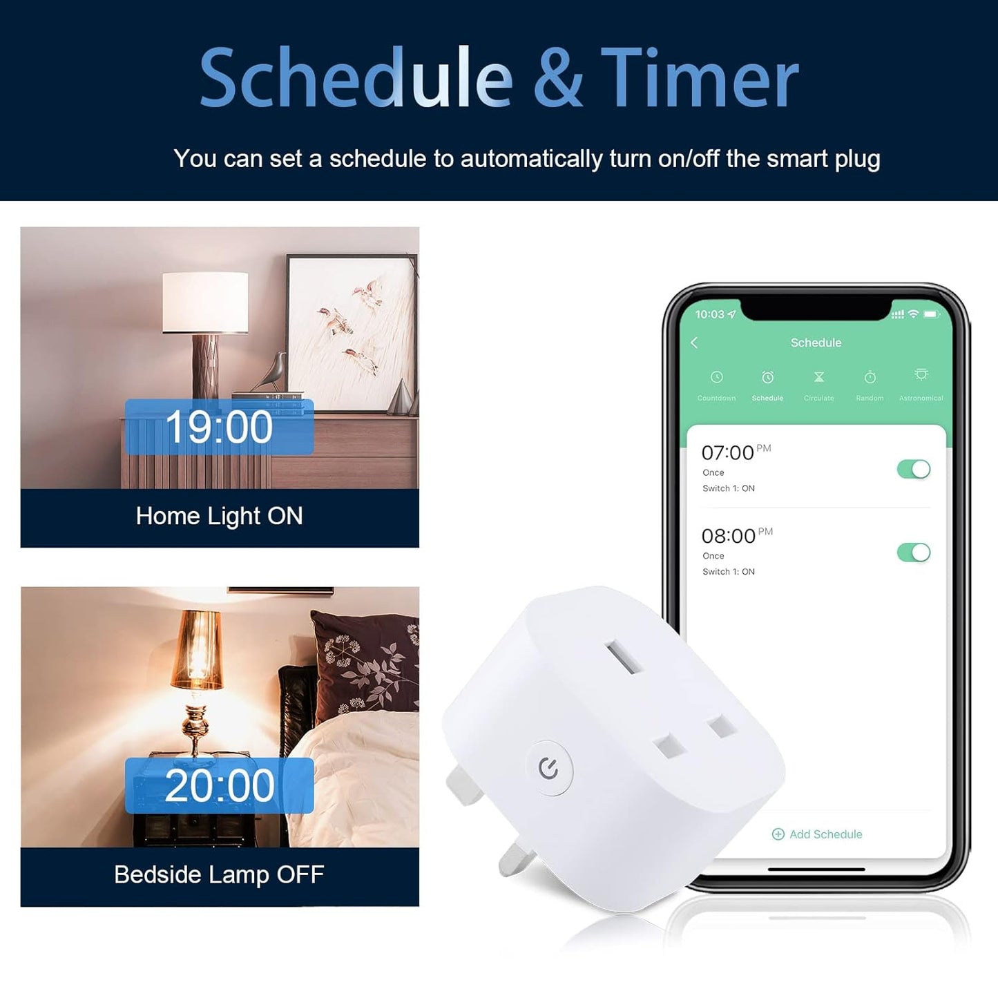 Antelink Smart Plug with Energy Monitoring, Alexa Voice Control, 2,4GHz WiFi Plug, Smart Life APP Wireless Remote Control and Timer Function, Work with Alexa and Google Home, 13A (2 Packs)
