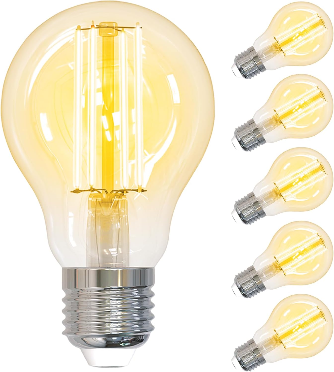 ANTELINK Lampadine Filamento LED E27, 7W (equivalenti a 60W), 806LM, 2700K Luce Bianca Calda, Non Dimmerabile, Pacco da 6 Pezzi