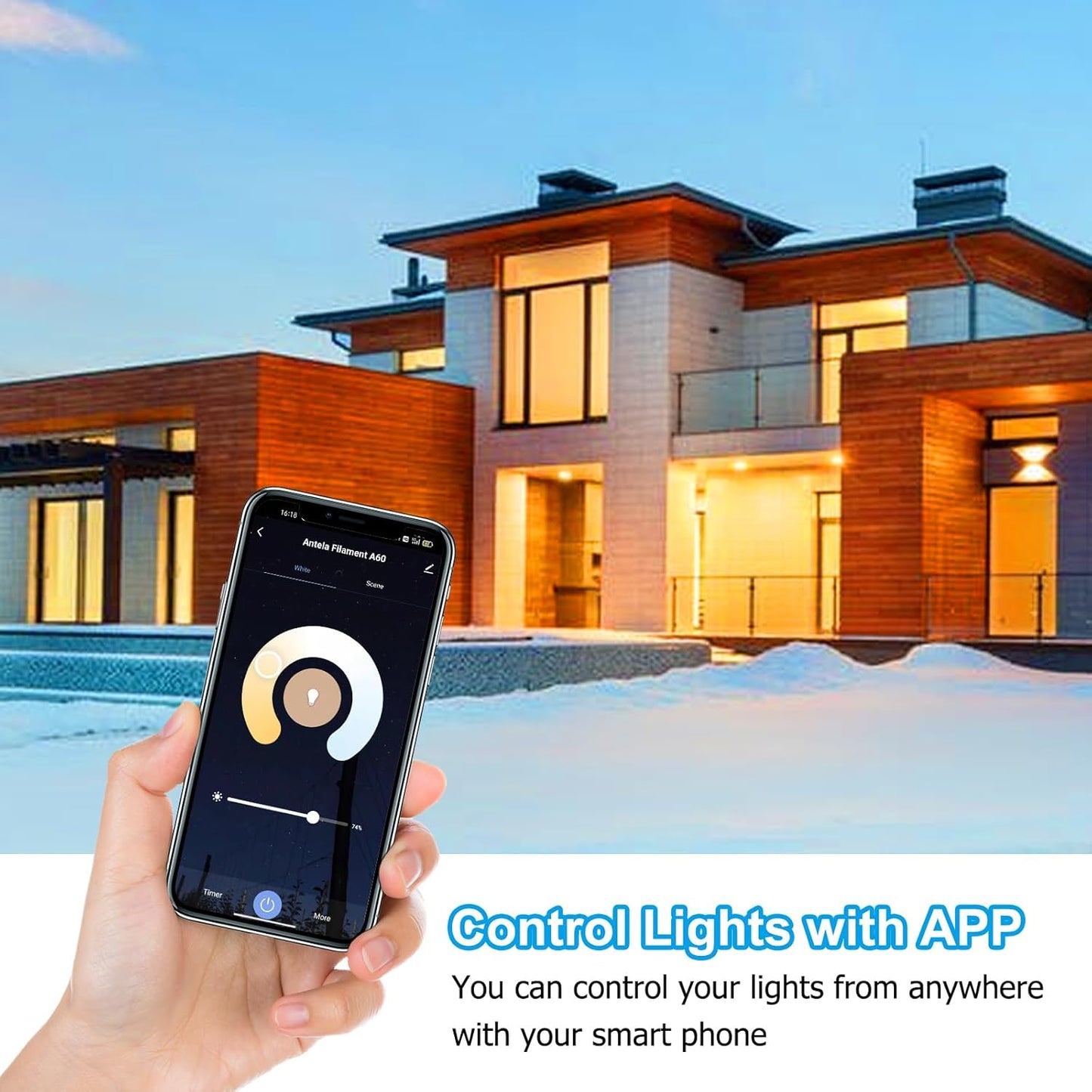 Antelink Lampadine Alexa Inteligente Filamento E14 C35, 4,5W 470LM Dimmerabile 2700K-6500K Bianco Freddo/Caldo, Compatibile con Alexa/Google Home, Controllo Vocale, Controllo APP, 2.4GHz WiFi, 2Pezzi