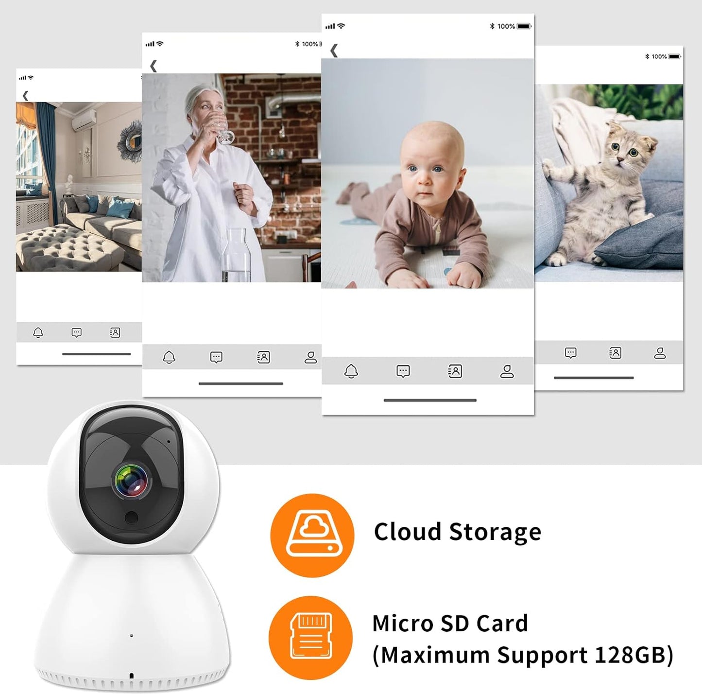 Antelink Telecamera IP Wi-Fi da interno orientabile 355°/90°, per sorveglianza PTZ , WiFi 2,4GHz&5GHz,audio a 2 vie,visione notturna IR,rilevamento del movimento,compatibile con Alexa