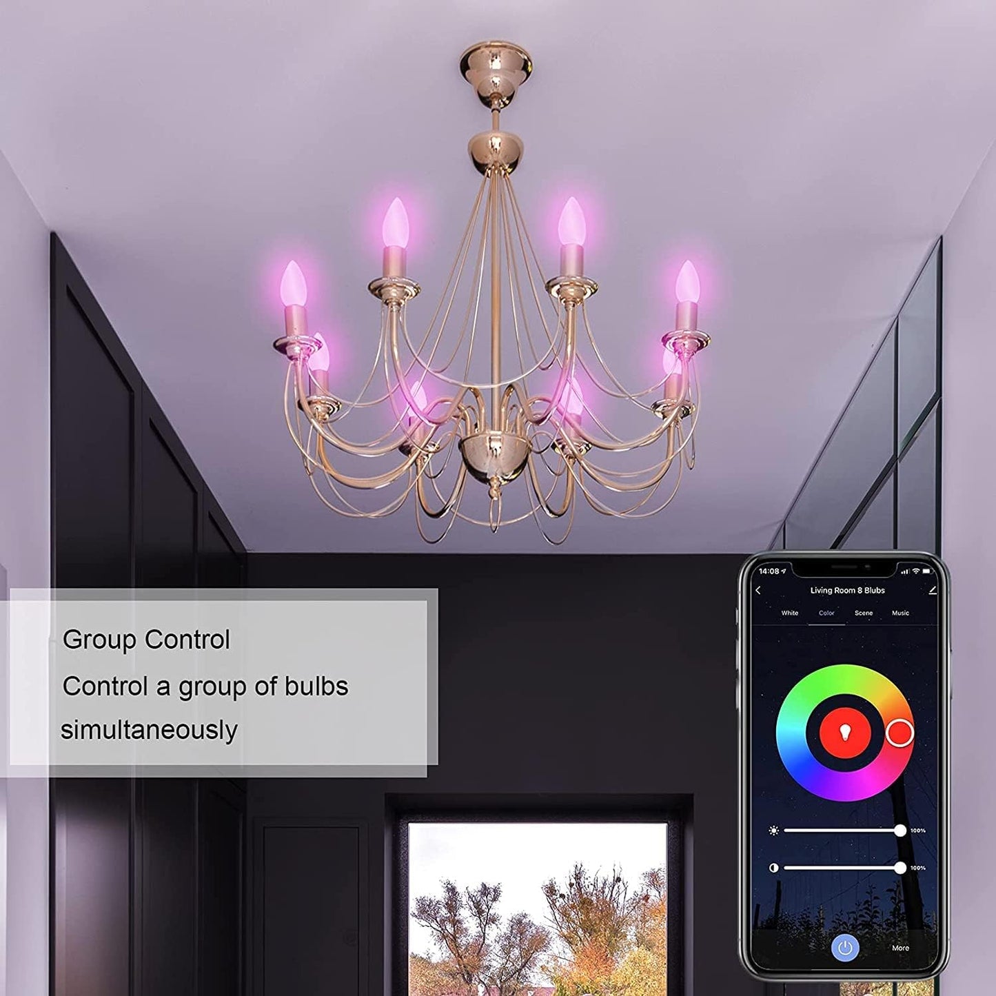 Antelink Lampadina Alexa E14 Wifi, Dimmerabile Lampadina Smart 4,5W 385Lm 40W equivalente, RGBW bianco freddo caldo, compatibile con Alexa/Google Home, 4 pezzi