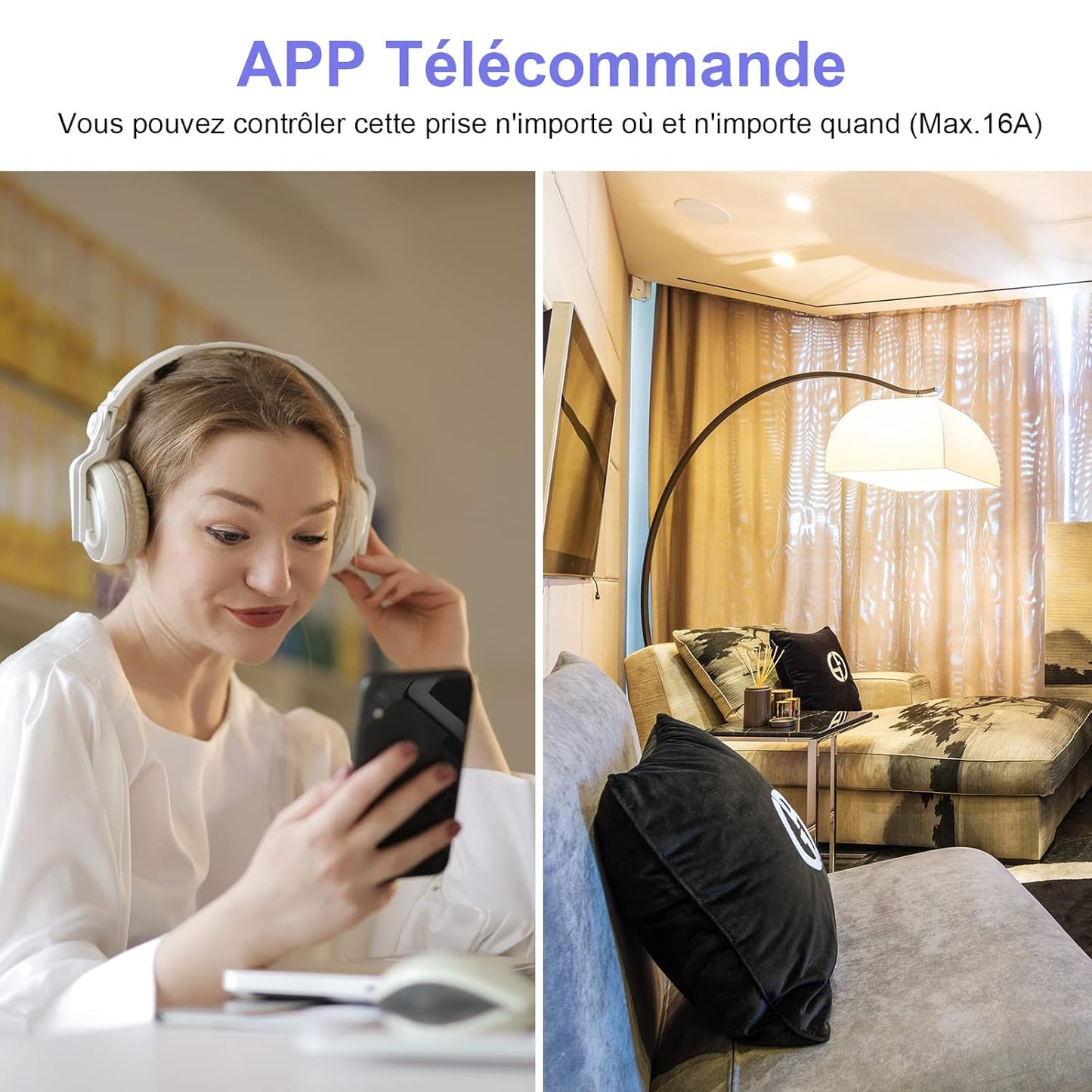 Antelink Presa connessa WiFi (FR) 16 A 3680 W Misurazione del consumo elettrico, Presa intelligente compatibile con Alexa, Google Home, APP Controllo, Orari e Timer, 4 pezzi