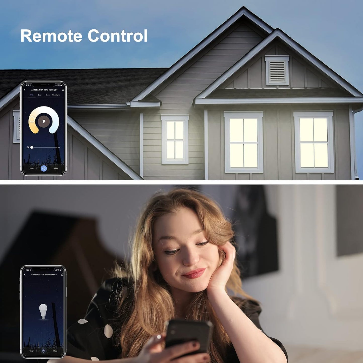 Antelink Plafoniera LED WiFi 20W 2000LM Φ26cm, plafoniera compatibile con Alexa Google Home, RGB 2700K-6500K per bagno balcone ingresso cucina soggiorno, controllabile tramite app