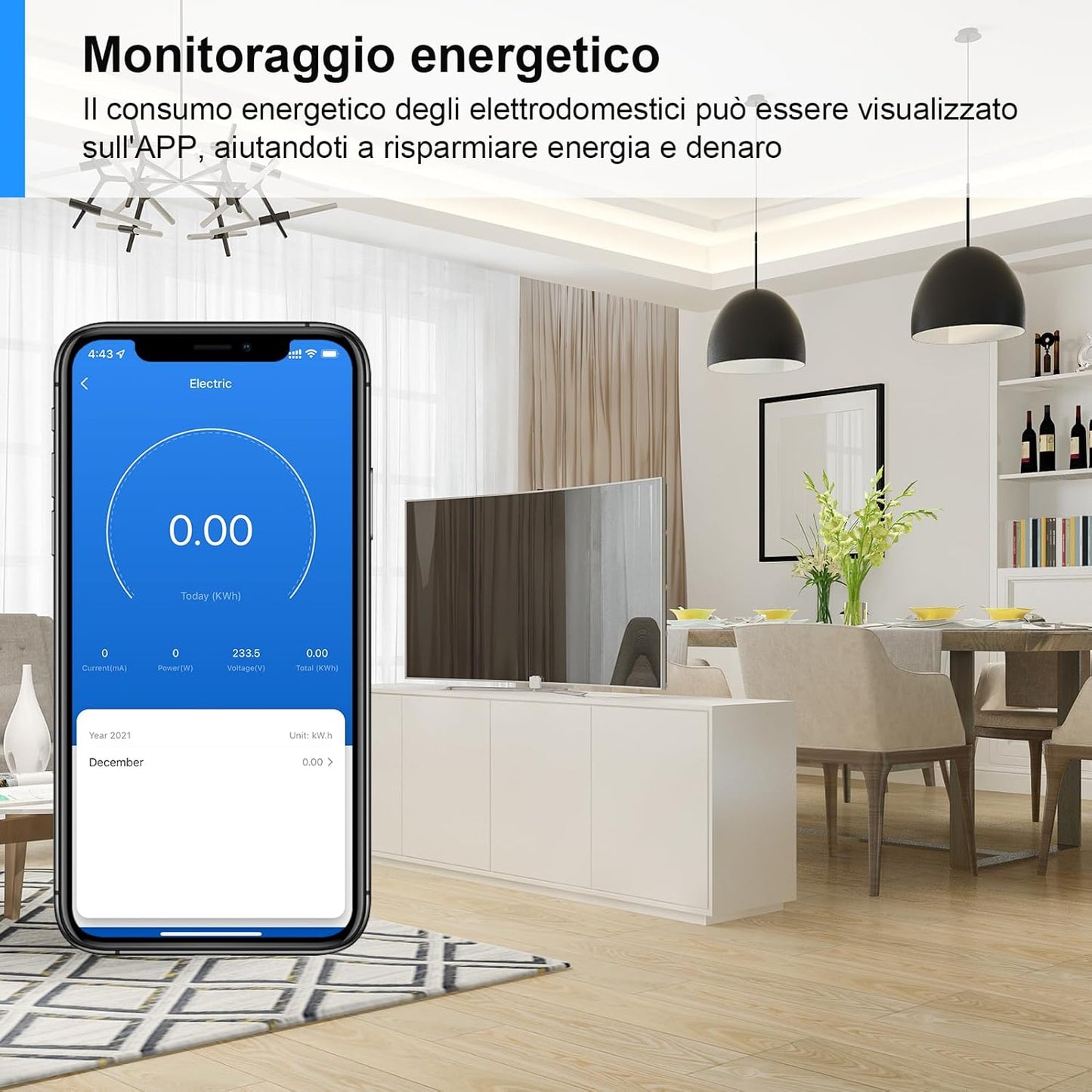 Presa Wifi Italiana (Type L), Monitoraggio energetico Intelligente Smart Plug, Protezione Sovraccarico, Timer e Regolazione del Programma, Compatibile con Alexa & Google Home, 2 Pezzi