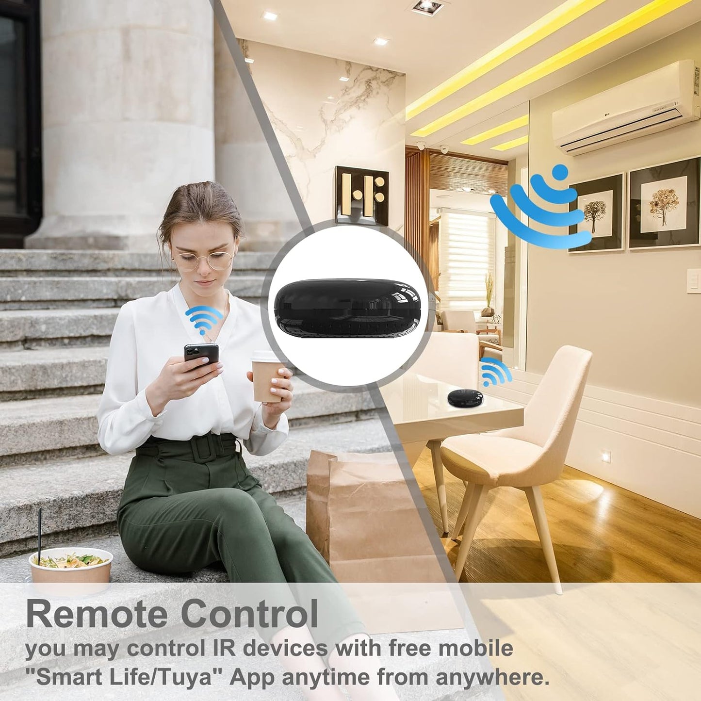 Antelink WLAN Alexa IR Telecomando Universale a Infrarossi Smart Home, Hub All-in-One, APP o Controllo Vocale, Nero