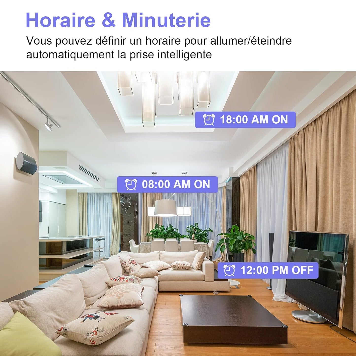 Antelink Presa connessa WiFi (FR) 16 A 3680 W Misurazione del consumo elettrico, Presa intelligente compatibile con Alexa, Google Home, APP Controllo, Orari e Timer, 4 pezzi