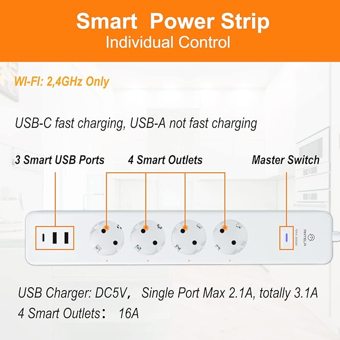 Antelink Ciabatta MultiPresa Smart Alexa,Monitoraggio energetico