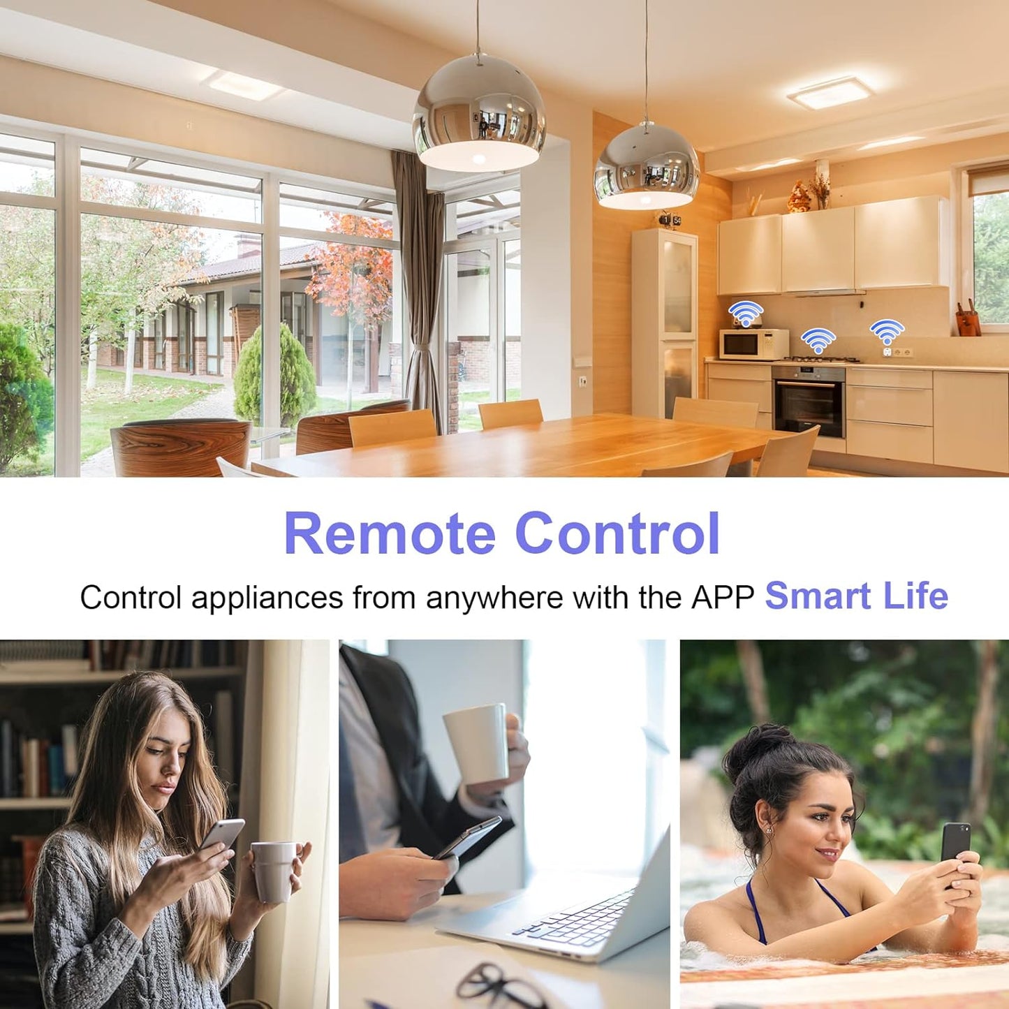 Presa Smart WLAN ANTELA Misurazione Consumo Energetico 16A Compatibile con Alexa/Assistente Google, Controllo Vocale, Protezione Bambini, Telecomando APP, 2,4 GHz, 3680 W, 4Pz