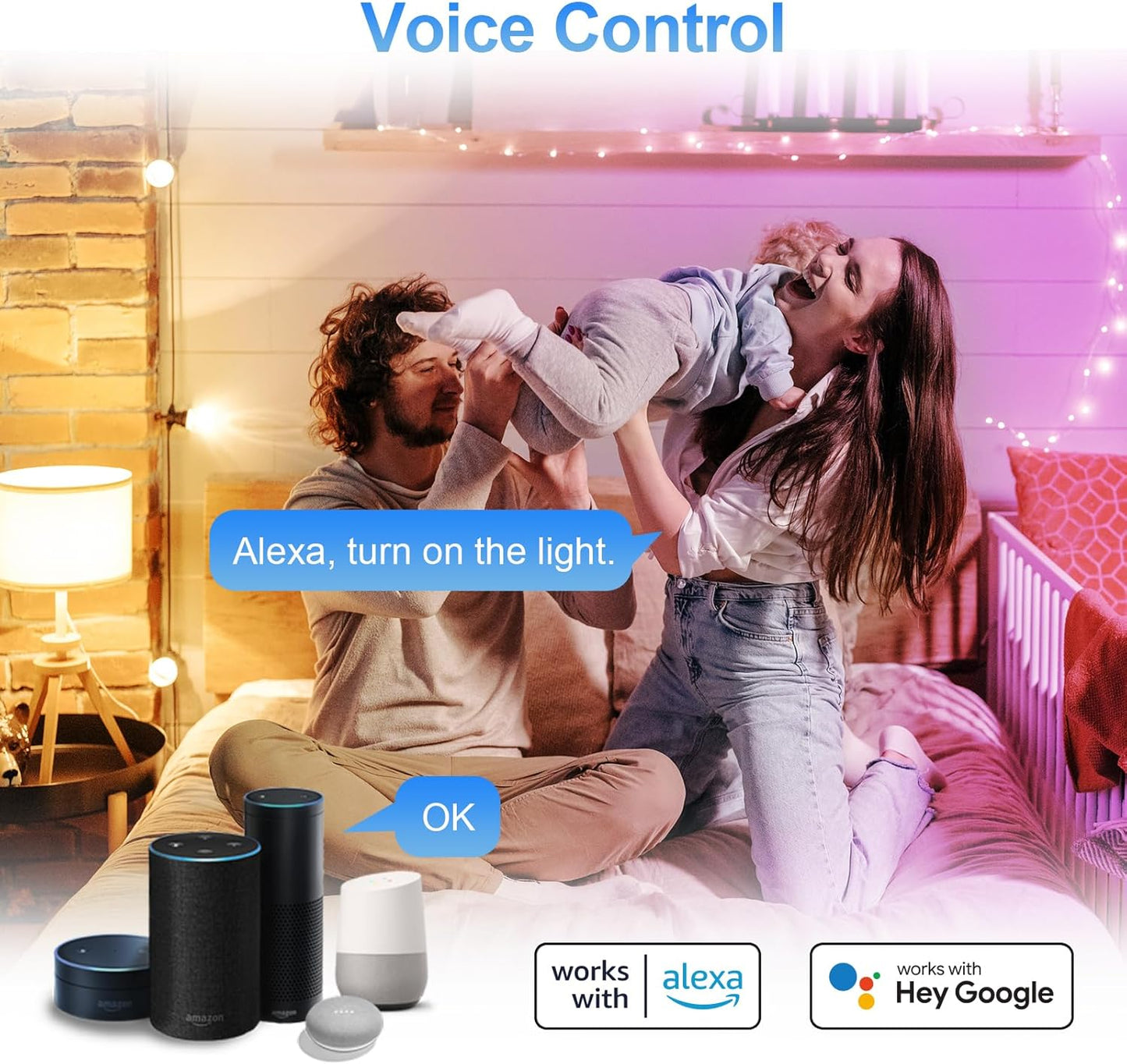 ANTELINK Lampadina WiFi Intelligente E27, 9W 1000 Lumen Lampadine Led Smart Alexa Multicolore RGBCW Dimmerabile 2700-6500K, Funziona con Alexa e Google Home, Telecomando con APP, 4Pezzi