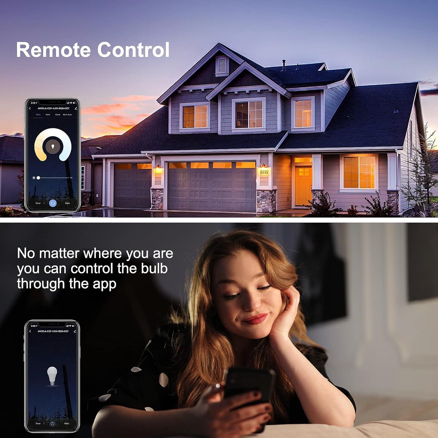 Lampadine LED Alexa Inteligente WiFi E27, Dimmerabile Lampadina ANTELA Smart 10W 806Lm 80W equivalente, RGB & 2700K-6500K bianco freddo caldo, compatibile con Alexa/Google Home, 2 pezzi
