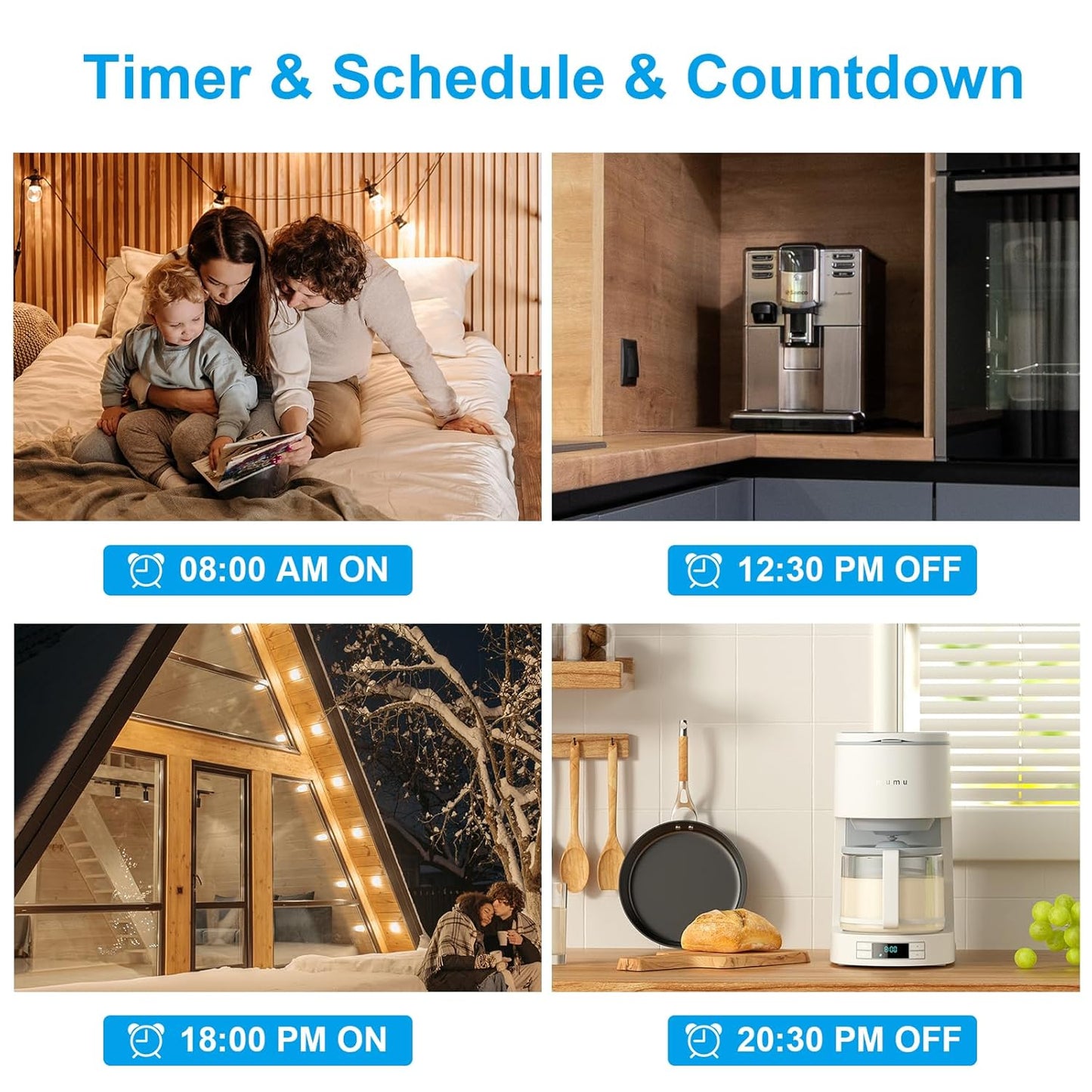 Presa Smart 5GHz Wifi, ANTELA Presa Intelligente, Presa Temporizzata(Type F), Prese con Monitoraggio Energia, Controllo Remoto, Compatibile con Alexa/Google Home, 16A 3680W, 2Pz