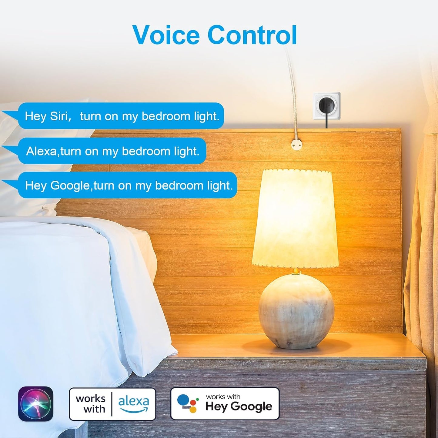 ANTELA Matter Presa Smart Wifi, Presa Intelligente 16 A, Misurazione del Consumo Energetico, Compatibile con Alexa/Google Home/Smarthings, Telecomando App, 2,4 GHz, 2Pz