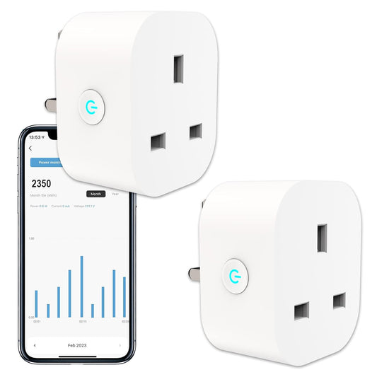 Antelink Smart Plug with Energy Monitoring, Alexa Voice Control, 2,4GHz WiFi Plug, Smart Life APP Wireless Remote Control and Timer Function, Work with Alexa and Google Home, 13A (2 Packs)