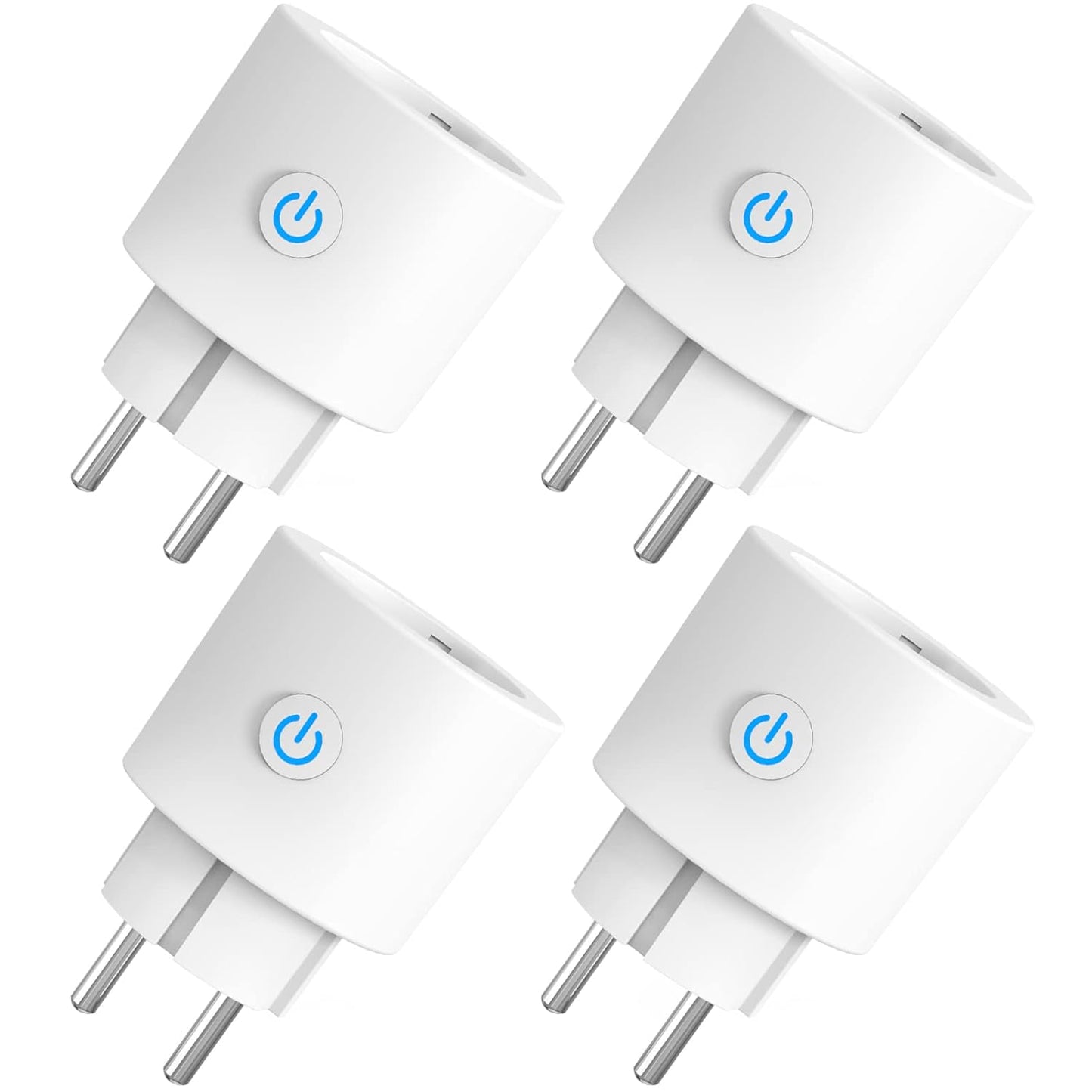 Presa Intelligente Wifi 16A Smart Plug (Type F), Monitoraggio energetico, Protezione Sovraccarico, Timer e Regolazione del Programma, Compatibile con Alexa & Google Home, 4 Pezzi