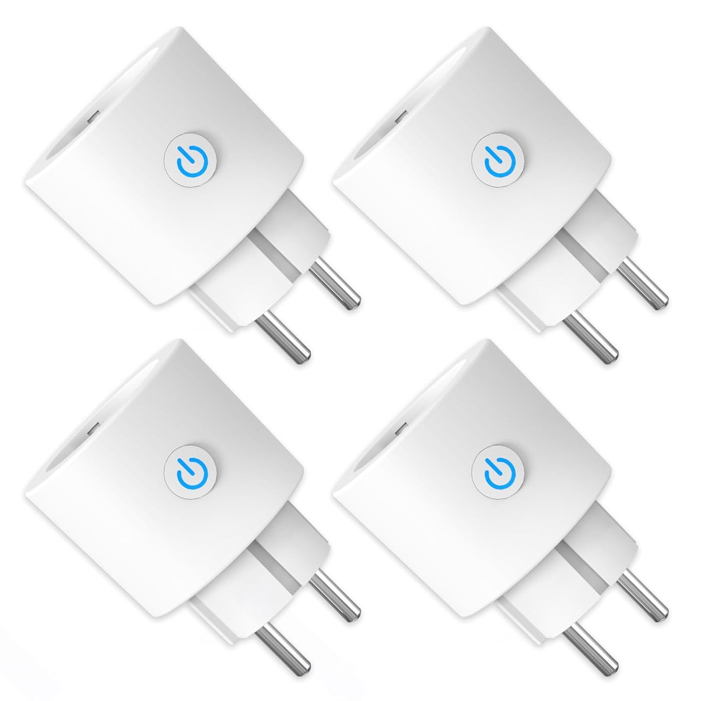 Prese Intelligenti Wifi 16A Smart Plug (Type F) con Monitoraggio Energetico, Protezione Sovraccarico, Timer, Regolazione del Programma e Compatibilità con Alexa & Google Home, 4Pz