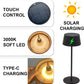 Antelink Lampada da Tavolo Senza Fili a Energia Solare, 3000K Dimmer Touch, Ricaricabili via USB e Solare, Lampada da Scrivania Portabile, per Ristoranti, Terrazze, Interni ed Esterni, Nero, 2 Pezzi